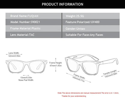 Polarized Sunglasses Men Women Classic Square Plastic Driving Sun Glasses Male Fashion Black Travelling Shades UV400