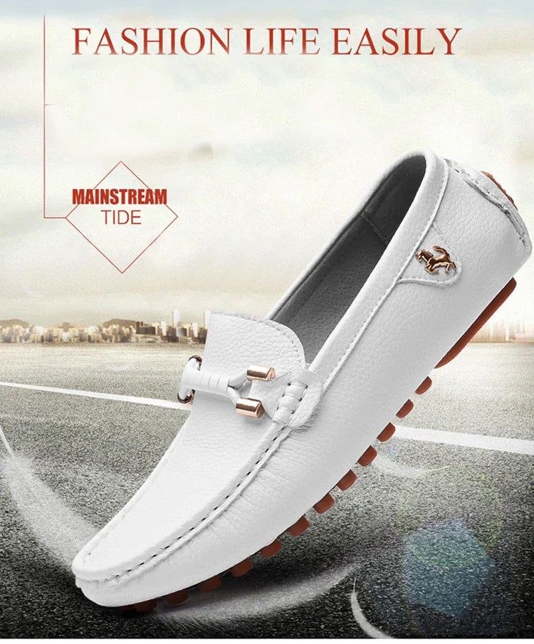 White Loafers for Men Size 48 Slip on Shoes Driving Flats Casual Moccasins for Men Comfy Male Loafers