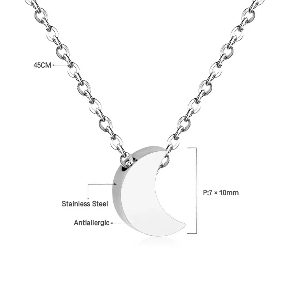 Heart Star Moon Pendant Necklaces Tiny Charms Stainless Steel Choker Women/Girls Y2K Sweater Boho Jewelry Collares
