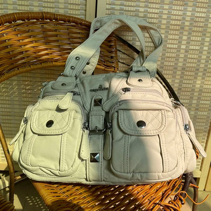 Women Small Handbags Satchel Top-handle Handbag PU Shoulder Bag 8”x11” Dumpling Pack Multi-pockets Shoulder Bag