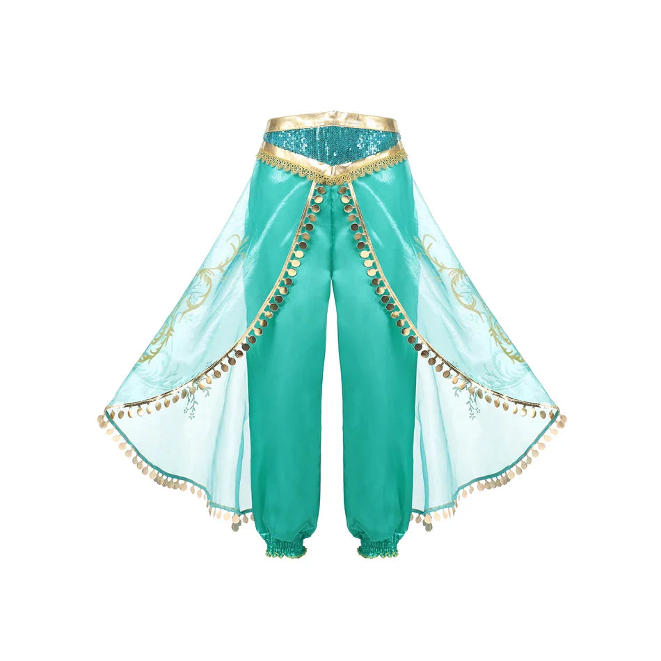 Jasmine Princess Dress Princess Dress Up Of Aladdin The Magic Lamp Costume Girls Birthday Party Halloween Fantasy Top Pants