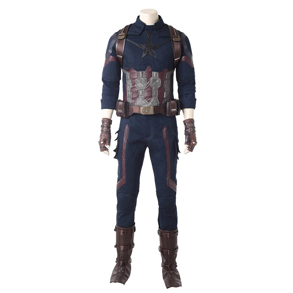 Movie Infinity War Superhero Captain Steve Rogers Cosplay Costume Men Outfit for Adult Men Halloween Uniforms Free Custom Made