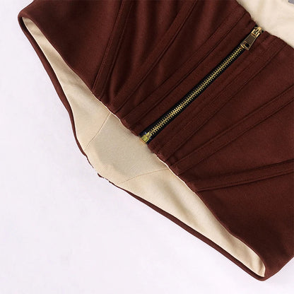 NewAsia Boning Corset Top Zipper 2Layer Elastic Solid Color Square Neck Slim Fit Bustier Women Summer Crop Tank Top Fashion Vest
