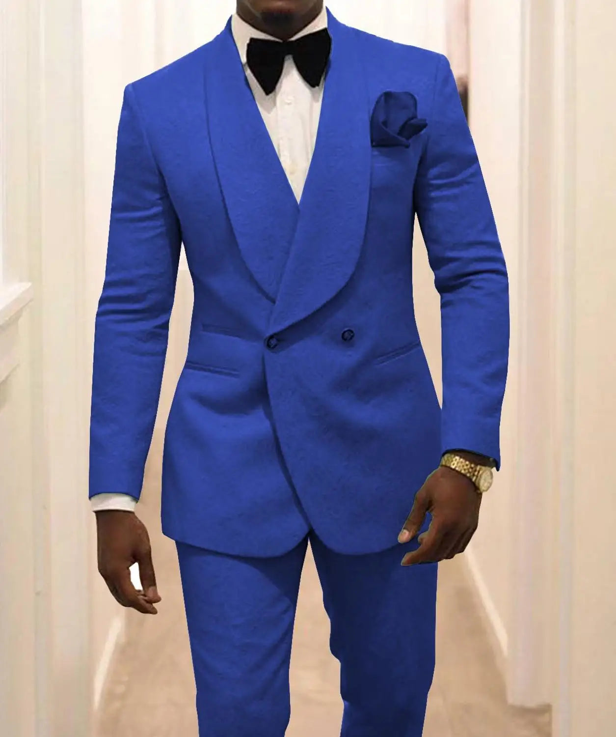 Custom Made Groomsmen White Pattern Groom Tuxedos Shawl Lapel Men Suits 2 Pieces Wedding Best Man ( Jacket+Pants+Tie ) C922