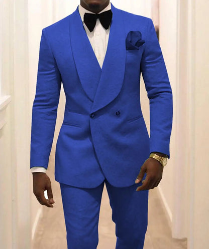 Custom Made Groomsmen White Pattern Groom Tuxedos Shawl Lapel Men Suits 2 Pieces Wedding Best Man ( Jacket+Pants+Tie ) C922