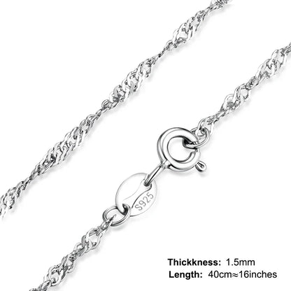 Genuine 100% 925 Sterling Silver Necklace Ingot Twisted Trace Belcher Snake Bar Singapore Box Chain Necklace Women