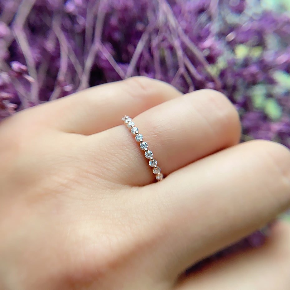 Moissanite Ring 585 14K 10K 18K Rose Gold Half Eternity Bubble Rings for Women Jewelry Wedding Diamond Engagement Band