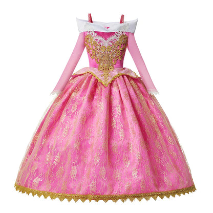 Summer Girls Sleeping Beauty Auroro Princess Halloween Cosplay Dress Off Shoulder Kids Gift Fancy Party Princess Clothing