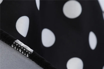 Women Vintage Long Sleeve Polka Dot Dress Spring Autumn New Year Party Dresses 3XL Black Vestidos