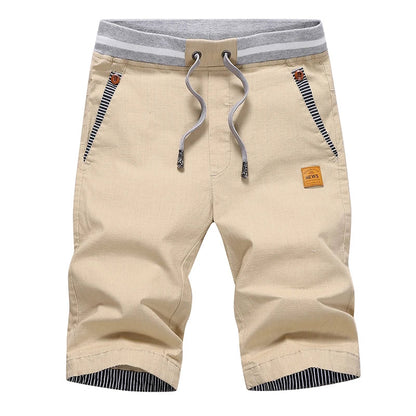 2025 Summer Casual Shorts Men Cotton Cargo Shorts Elastic Waist Drawstring Beach Board Shorts M-4XL Plus size Drop Shipping