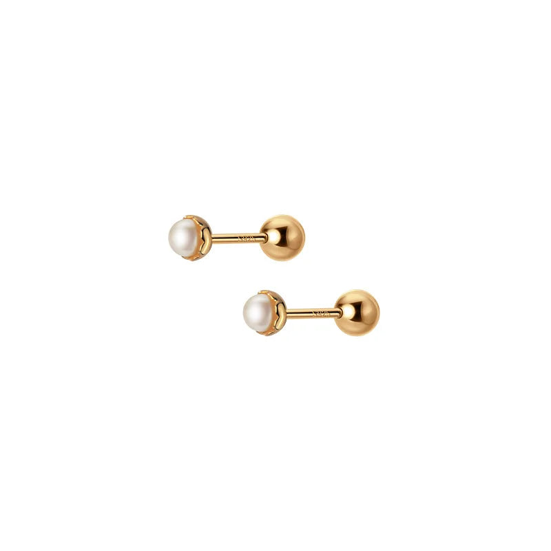 925 Sterling Silver Simple Sweet Shell Spiral Beads Small Stud Earrings for Women Fashion Korean Party Piercing Jewelry