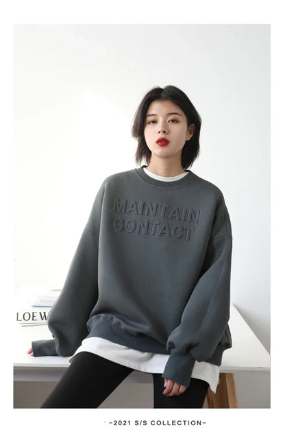 Spring Autumn Women's Solid Color Loose Long Sleeve T-shirt O-neck Basic Top Bottomed Shirt Casual  Tshirt Woman Female