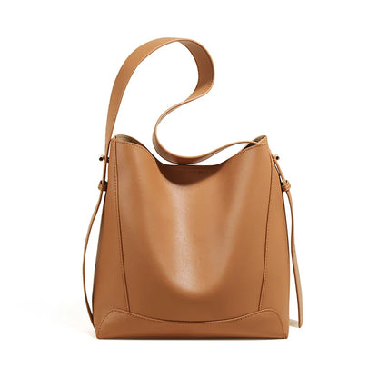 Lady Women Hobo Bucket Bag Split Leather Fashion Shoulder Bags Large Capacity Handbag Wide Adjustable Strap Female Bags