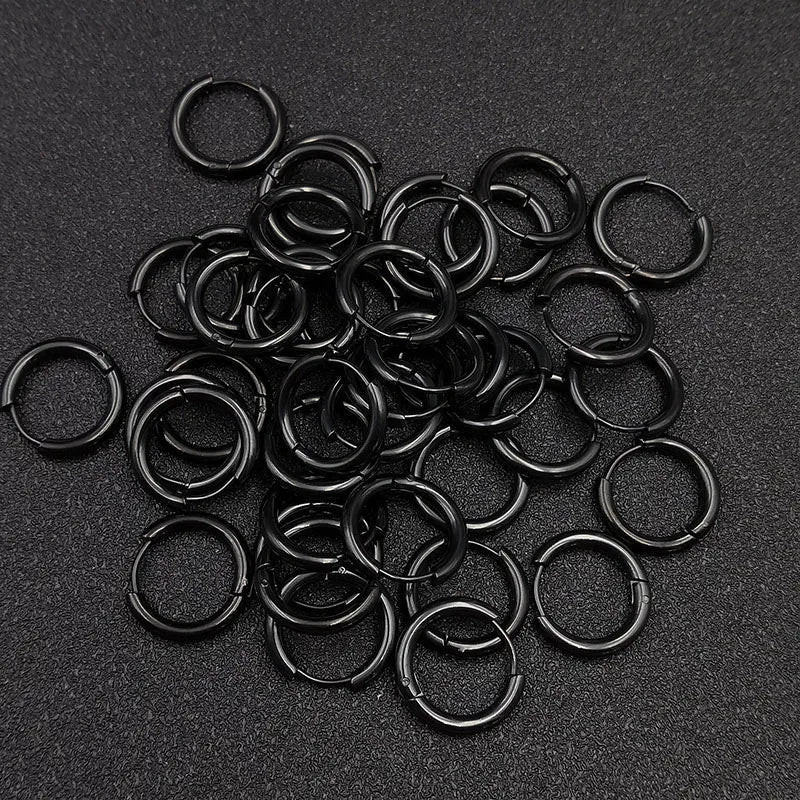10pcs/lot Stainless Steel Hoop Earrings 2.5mm 2.0mm Thick for Men Women Blue Black Gold Colorful Round Circle Earring Wholesale