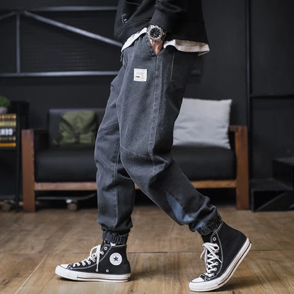 Calça Jeans Masculina Plus Size Solta Jogger Streetwear Harem Cargo Jeans Calças Jeans na Altura do Tornozelo