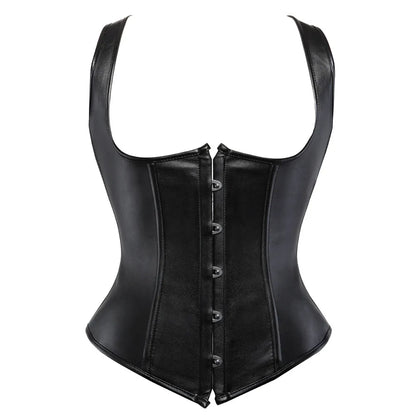 Faux Leather Corset Sexy Clubwear Bustier Hot Lingerie  Zipper Costume Lace up  Waist Cincher Top Plus Size