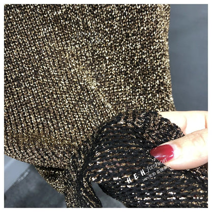 Summer New Sexy Inclined Shoulder Joker Sweater Vest Show Thin Shiny Bright Silk Easy Ins Condole Top Female
