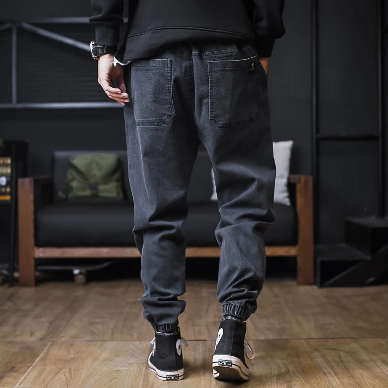 Calça Jeans Masculina Plus Size Solta Jogger Streetwear Harem Cargo Jeans Calças Jeans na Altura do Tornozelo