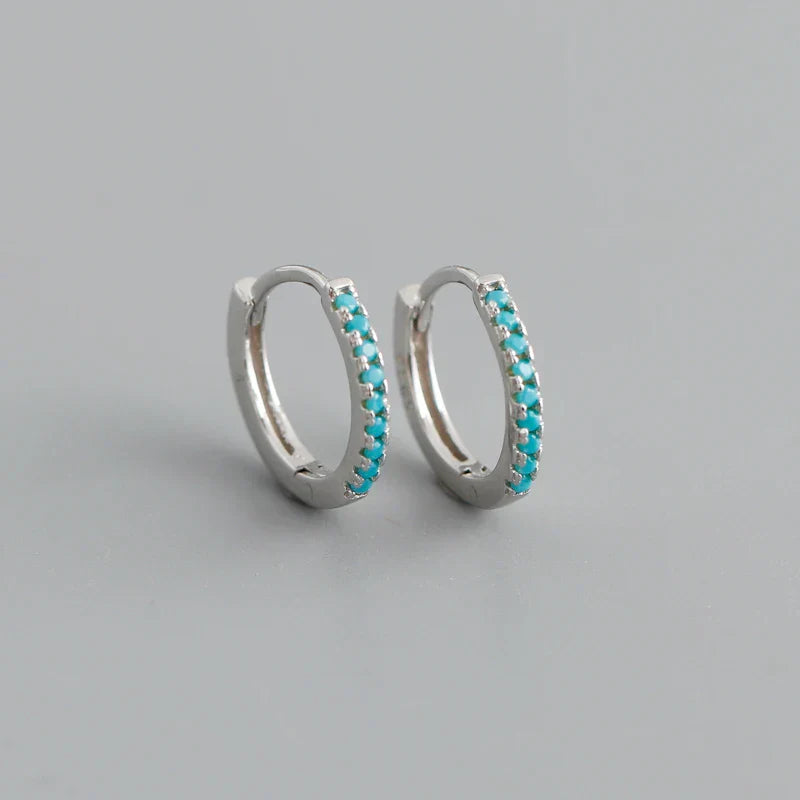 New Arrival Fashion Korean Blue Zircon Spike Geometric Stud Earrings for Women Real 925 Sterling Silver Gothic Jewelry