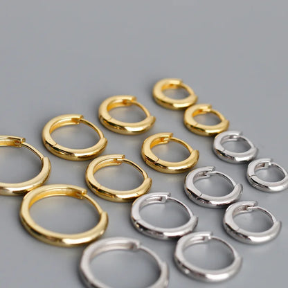 Real 925 Sterling Silver Minimalist Bohemian Round Ear Buckle for Women Punk Unisex Rock Hoop Earring Jewelry Accessories