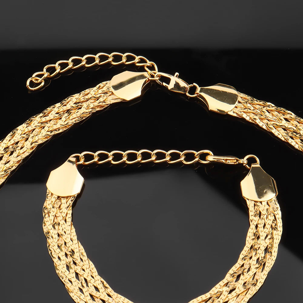 Hollow Earrings Necklace Set Fashion Women Dubai Africa Luxury Punk Jewellery Valentine's Day Gift Choker Necklace