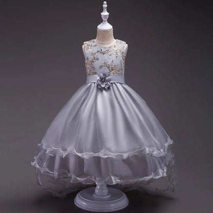 Baby Girls Princess Lace Flower Wedding Christmas Party Tutu Dress Children Kids Elegant Vestidos for 4-15Years Teenager Wear