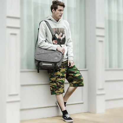 15 Inch Laptop Men Messenger Bag Fashion Travel Sling Shoulder Bag Men's Canvas Briefcase Male Crossbody Pack For Teenages