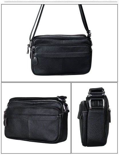 Genuine Cow Leather Casual Women Handbags Korean Single Zipper Solid Messenger Bags Soft Phone Pocket Crossbody Female Box Bag