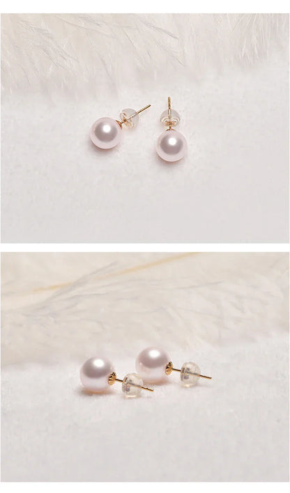 Real 18K Gold Earrings for Women Pure AU750 Natural Freshwater Pearl Earrings Simple Fashionable Fine Jewelry Gift