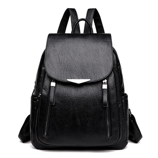 Luxury Backpack For Women Soft PU Leather Backpack Travel Large Capacity School Bag Double Zipper Business Knapsack
