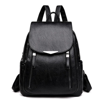 Luxury Backpack For Women Soft PU Leather Backpack Travel Large Capacity School Bag Double Zipper Business Knapsack