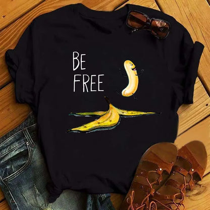 Funny Fruits T Shirt Women Fashion Kawaii Banana Print White T-shirt Harajuku TShirt Short Sleeves Tops Tee Shirt Femme T Shirts