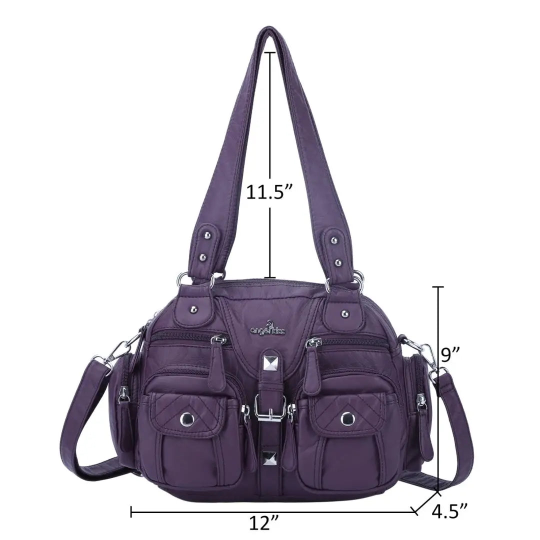 Women Small Handbags Satchel Top-handle Handbag PU Shoulder Bag 8”x11” Dumpling Pack Multi-pockets Shoulder Bag