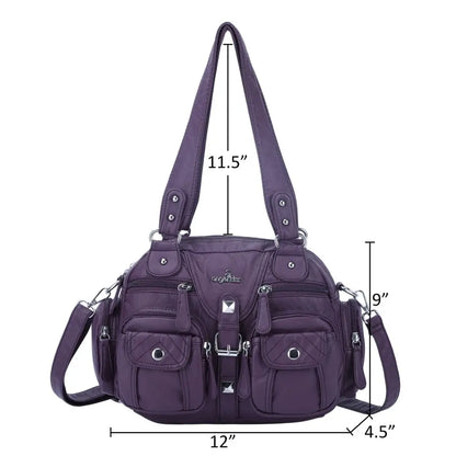 Women Small Handbags Satchel Top-handle Handbag PU Shoulder Bag 8”x11” Dumpling Pack Multi-pockets Shoulder Bag