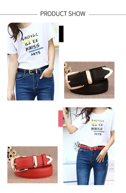 Fashion Women Leather Belts High Quality Gold Buckle Best Matching Dress Jeans Belts for Lady LB2146