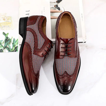 Men's Dress Shoes Leather Ventilation Lace-Up Fashion Bullock Men Shoes Formal Business Casual Spring Summer New
