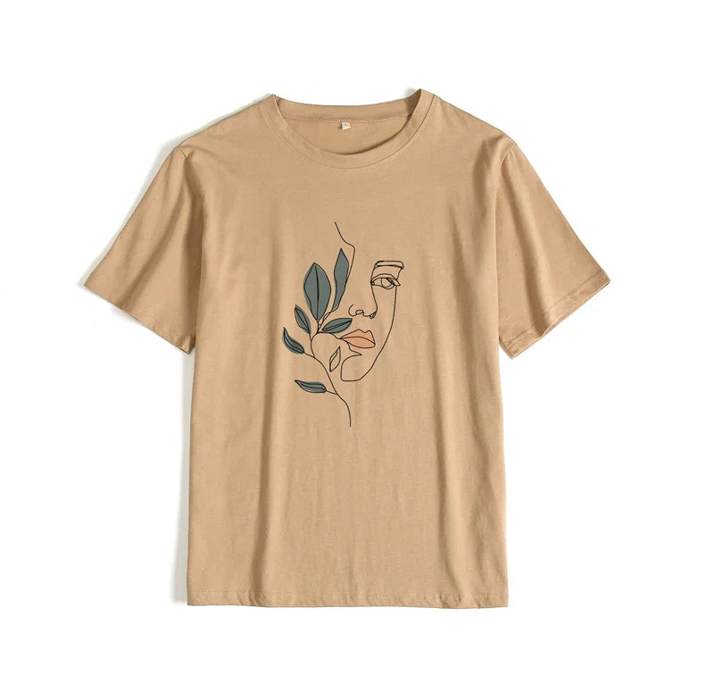 Gothic Graphic T Shirt Women 2023 Summer New Oversized Cotton Tees Casual Aesthetic Character Printed O Neck Tops