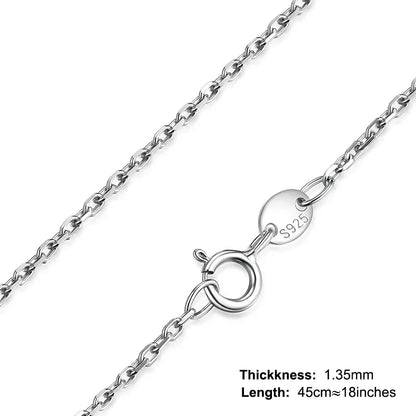 Genuine 100% 925 Sterling Silver Necklace Ingot Twisted Trace Belcher Snake Bar Singapore Box Chain Necklace Women