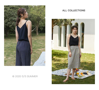 Casual Streetwear Women Cami Tops Sexy V Neck Summer Black Tank White Elegant Sleeveless Cute Ladies Clothes