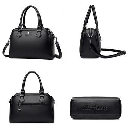 Multi-pocket Handbag Purses Genuine Cowhide Leather Shoulder Bag Luxury Designer Crossbody Messenger Sac Elegant Tote for Women