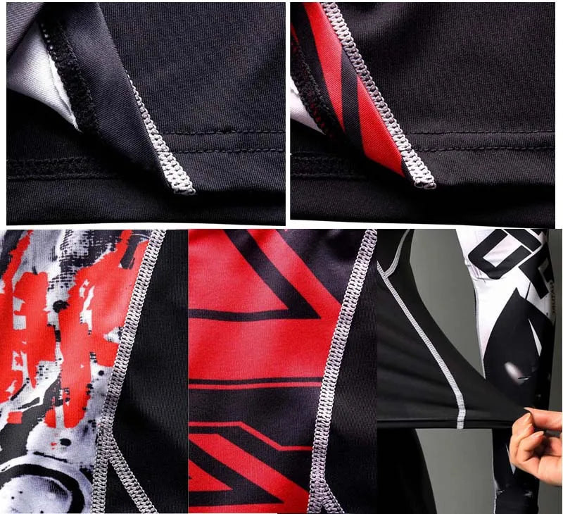 Man Compression Sports Suit Quick Drying Perspiration Fitness Training MMA Kit Rashguard Male Sportswear Jogging Running Clothes
