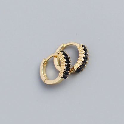 925 Sterling Silver Earring Fashion Rectangle Color Zircon Round Ear Ring Ear Bone Wild Trend Sweet Simple Women Girl Ear Jewelr