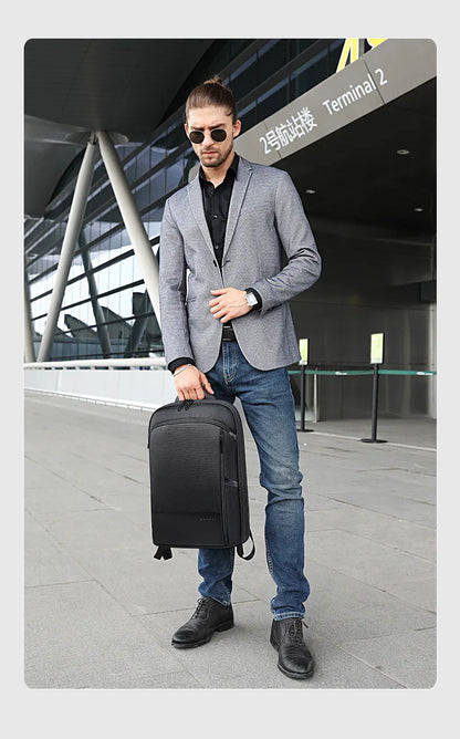 Slim Men Business Expandable Waterproof 15.6" Laptop Backpack Fashion Male Travel Light Scalable Shoulder Bags for Men
