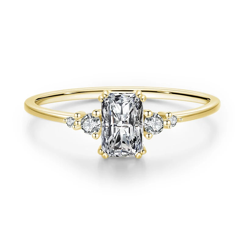 Rectangle Dazzling Ring Solid 925 Sterling Silver Clear Cubic Zirconia Finger Rings For Women Wedding Fine Jewelry Anel
