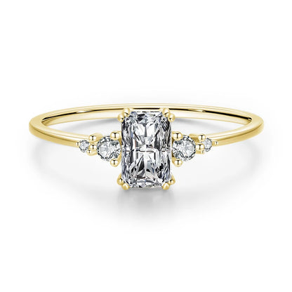 Rectangle Dazzling Ring Solid 925 Sterling Silver Clear Cubic Zirconia Finger Rings For Women Wedding Fine Jewelry Anel