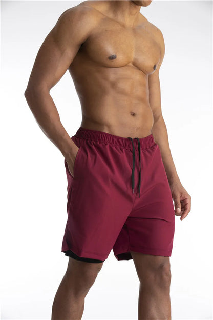 Running Shorts Men 2 in 1 Sports Jogging Fitness Shorts Training