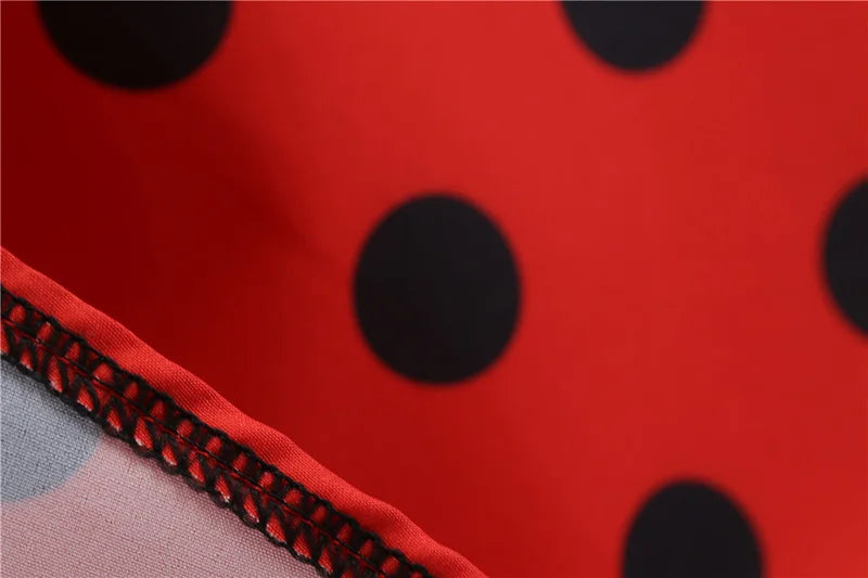 Women Vintage Long Sleeve Polka Dot Dress Spring Autumn New Year Party Dresses 3XL Black Vestidos