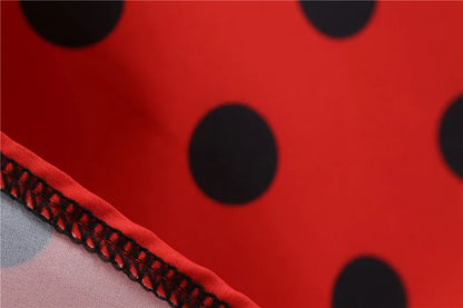 Women Vintage Long Sleeve Polka Dot Dress Spring Autumn New Year Party Dresses 3XL Black Vestidos