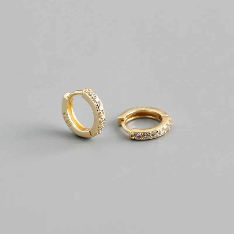 Real 925 Sterling Silver Gothic Simple White Zircon Hoop Earrings for Women Men Charms Unique Party Couple Jewelry 2021