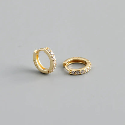 Real 925 Sterling Silver Gothic Simple White Zircon Hoop Earrings for Women Men Charms Unique Party Couple Jewelry 2021